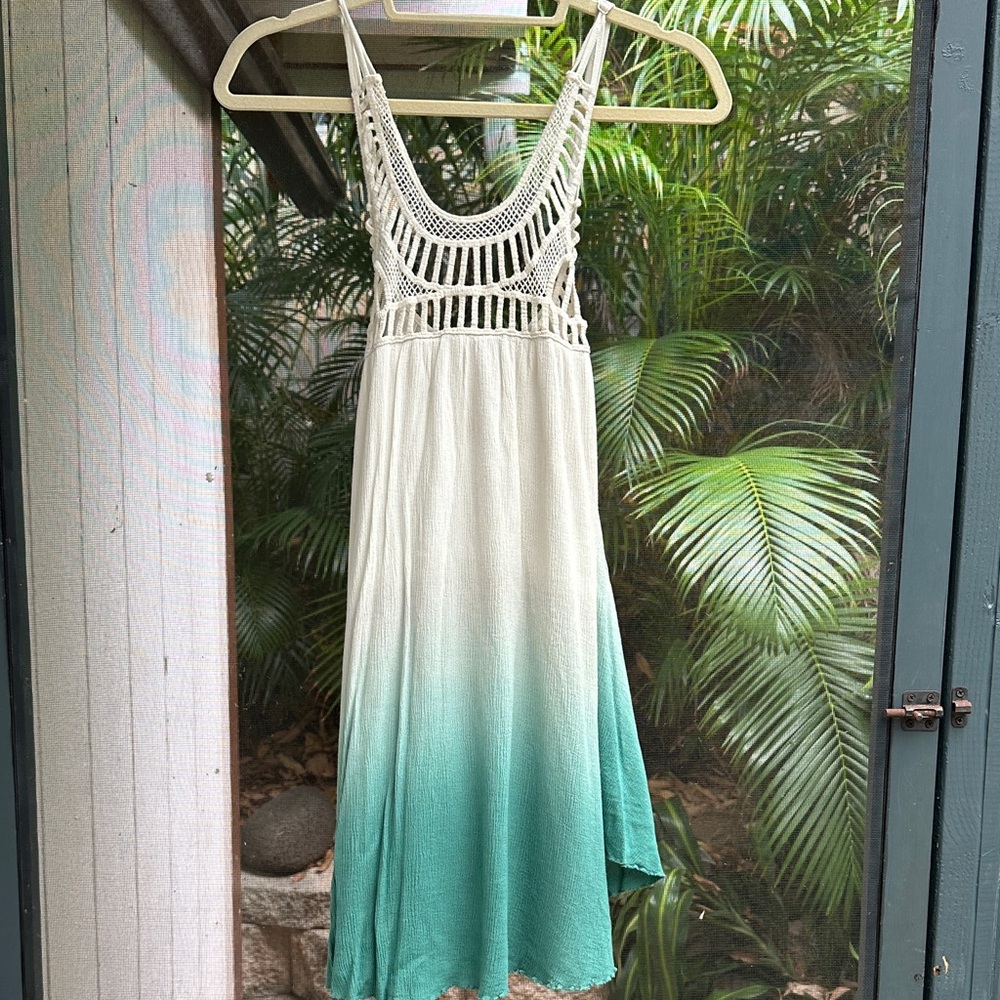 Tobi Cream and Green Ombre Mini Dress
